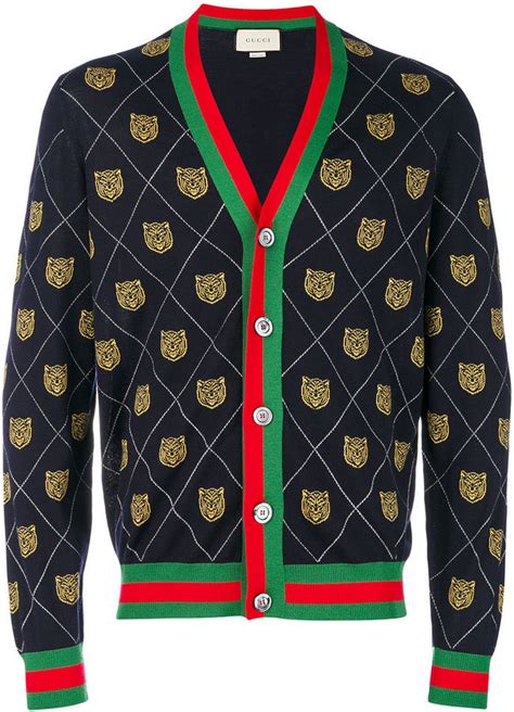 gucci argyle tiger knit